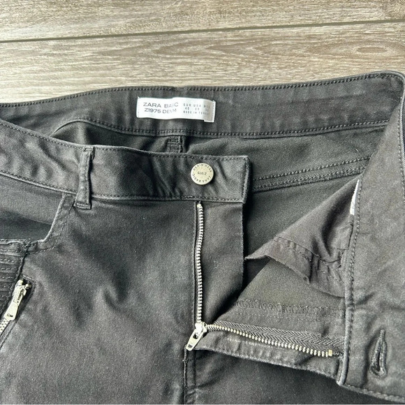 Zara Black Wash Stretch Moto  Skinny Jeans - Picture 5 of 10